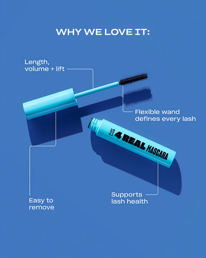 Babe Original 4 Real Mascara Black for Volume, Length, and Lift in Eyelashes, Defined & Flutterly Look, Vegan & Cruelty-Free